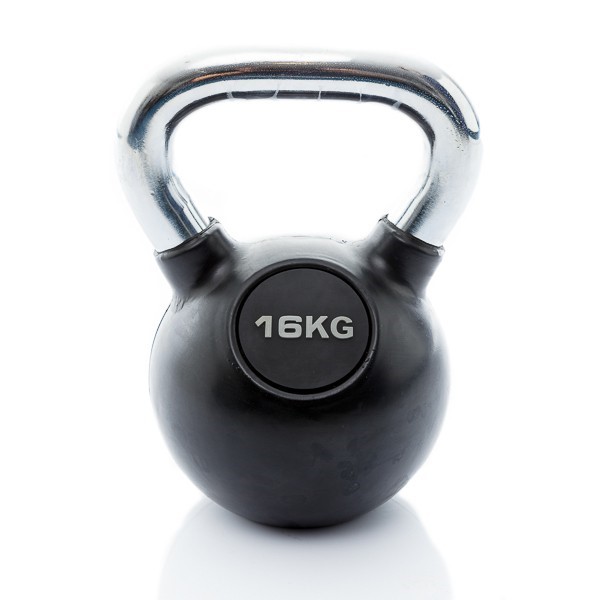 Muscle Power Rubberen Kettlebell - Zwart - 16 kg