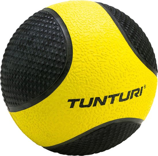 Tunturi Medicijnbal - Medicine Ball - Wall Ball - 1kg - Geel/Zwart - Rubber